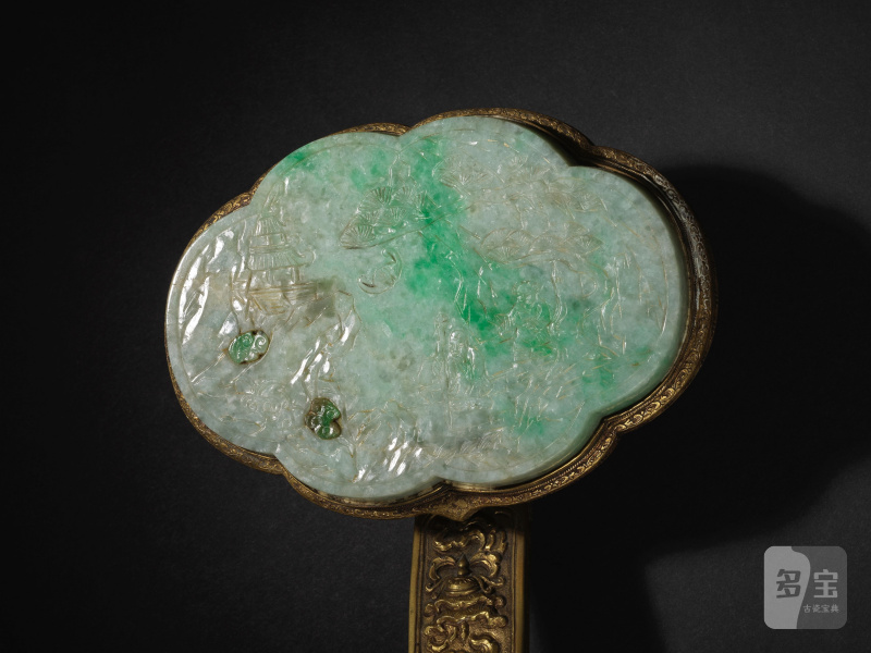 清 十九世紀末 鎏金銅嵌翡翠八吉祥如意 | GRAND SCEPTRE RUYI EN BRONZE DORÉ INCRUSTÉ DE JADEITE - 图12